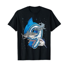 9th Birthday Boys Shark 9 years Old Ocean Shark B-day T-Shirt