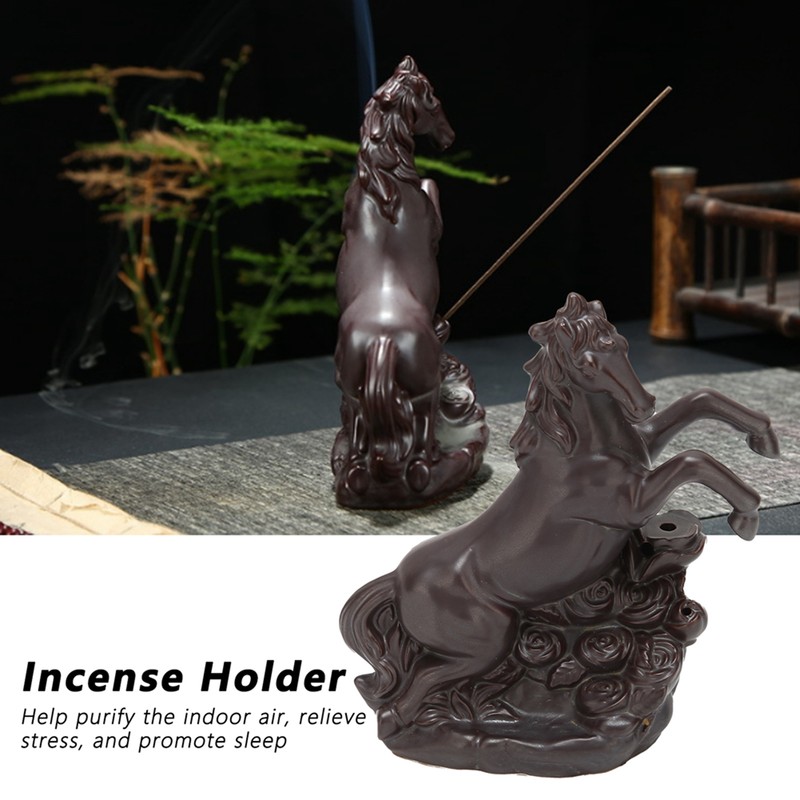 Running Horse Incense Burner Backflow Incense Holder Ornament for Bedroom