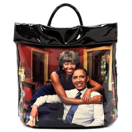 Michelle Obama Magazine Cover Collage Backpack Womens Fashion Purse Handbag (#B-Multi/BK)