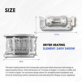 Wibefel Dryer Heating Element Replacement for Amana NED4655EW1 NED4600YQ0 NED4600YQ1 NED4500VQ2 NED5400TQ0 YNED4655EW1 YNED4600YQ0 YNED4600YQ1 NED4655EW NED4600YQ NED4500VQ NED5400TQ with Thermostat