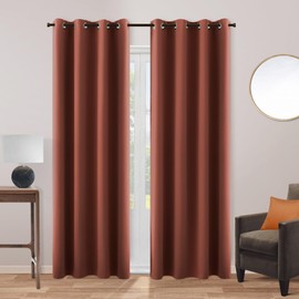 KOUFALL Rust Terracotta Curtains for Living Room,Cozy Boho Fall Decor Thermal Insulated Room Darkening Blackout Vintage Curtain Panels,84 Inches Long Length Set of 2,Dark Burnt Orange
