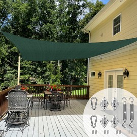 TANG Sun Shade Sail 16' x 19'10" Rectangle Green Sun Shade Canpoy with Hardware Kit Rectangle Shade Cloth U*V Block for Patio Garden School Park Outdoor Facility and Activities