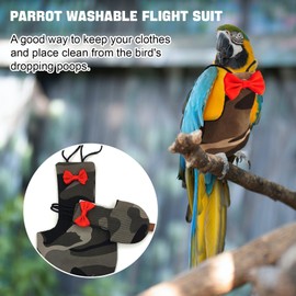 XQIGI Bird Diaper Washable Parrot Diapers Reusable Bird Flight Suit Nappies Protective Breathable Parrot Nappy Clothes for Parakeet Parrot Macaw Budgie Canary Budgie Cockatiel(Camouflage, Large)