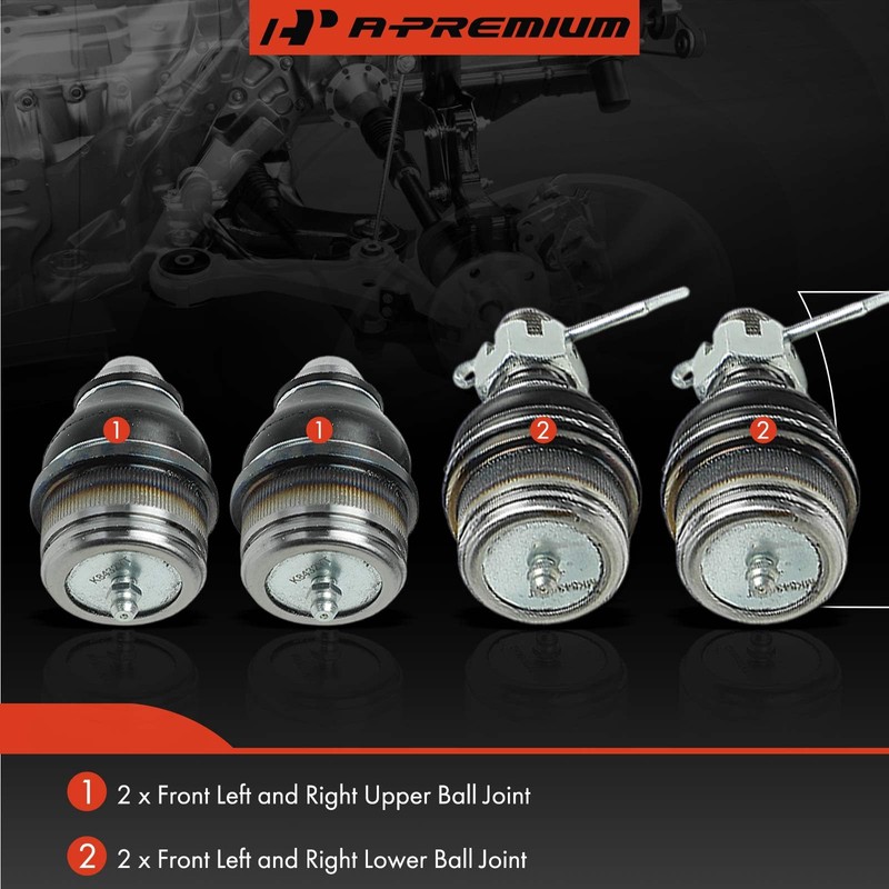 A-Premium Set of 4, Front Upper & Lower Ball Joints