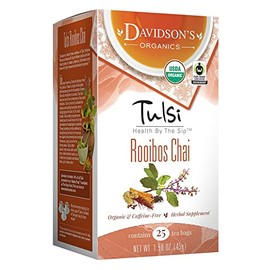 Davidson's Organics, Tulsi Rooibos Chai, 25-count Tea Bags, Pack of 6