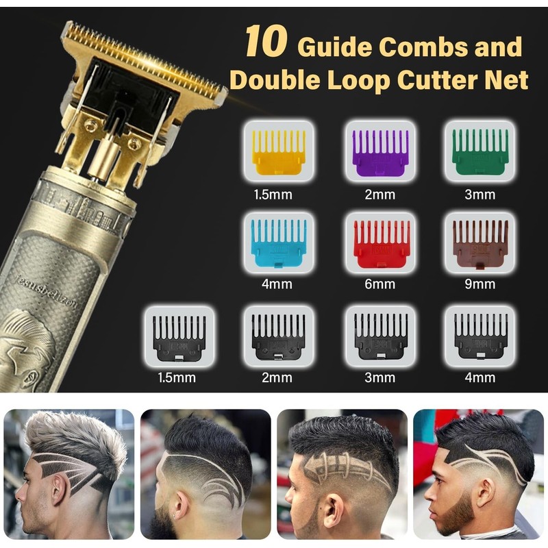BTRICL Cordless Electric Hair Trimmer with 10 Guide Combs