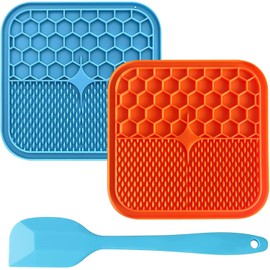 COOVCCO 2pcs 8" Dog Lick Mat, Slow Treat Dispensing With 72 Super Suction Anti-Slip Feeder, Peanut Butter Calming for Anxiety Relief, Bathing, Grooming