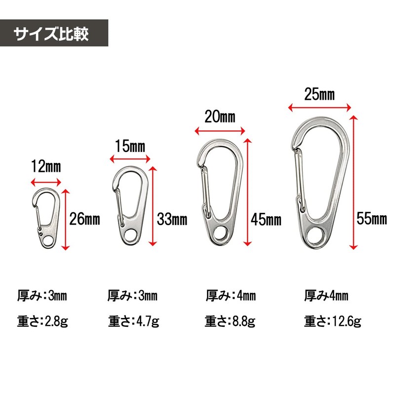 simPLEISURE SUS304 Stainless Steel Hooks, 1.02 inches (26 mm), Set