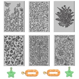 ACRNIGHEET 6 PCS Polymer Clay Texture Sheets Plants Clay Mat Effect as Clay Texture Roller Clay Texture Sheets Works with Polymer Clay Cutter Pottery Earrings Jewelry DIY Making