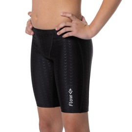 Flow Accelerate Swim Jammers - Size 21 to 32 Swimming Jammer Shorts for Boys in Black, Navy, and Blue…, Black, 22