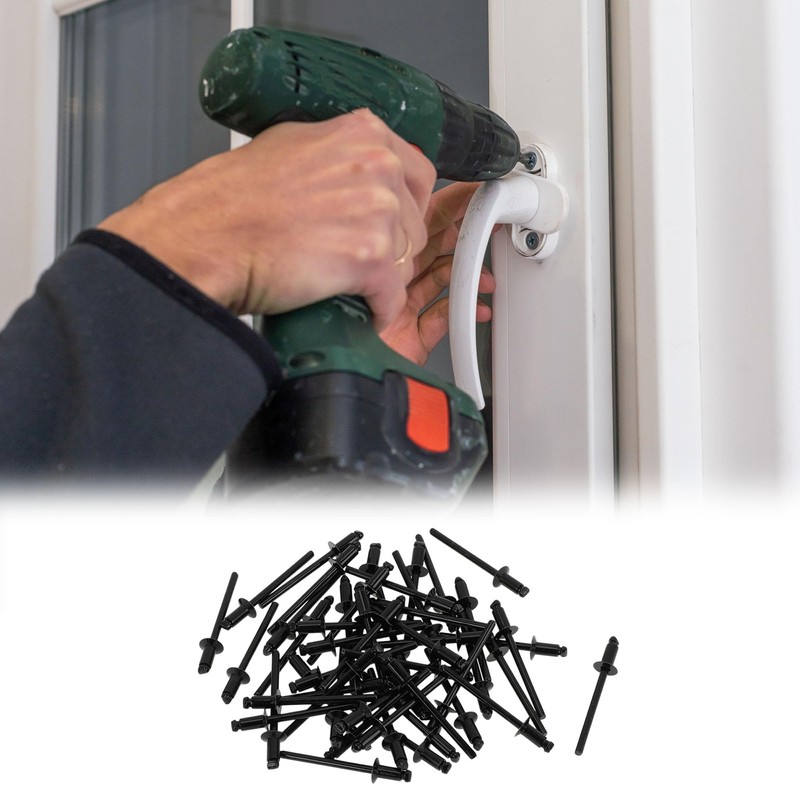 TUCKBOLD Open End Large Flange Blind Rivets Black 50 Pcs