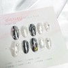 Blanc Noir |Silver White Gel Nail - Oval (Long) /
