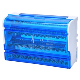 DIN Rail Terminal Block Kit Distribution Box Din Rail 4-Level Single Phase with Transparent Dust Cover Common Positive Negative Circuits for Electrical Engineering