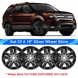 WEISIGAO Wheel Skins Compatible with Ford Explorer 2011-2019 18 inch Wheel Covers Gloss Black Set of 4 Packs (Glossy Black)