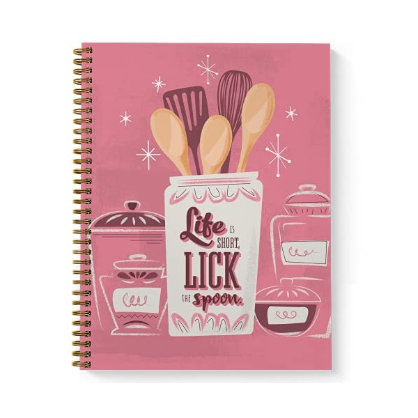 Softcover Lick The Spoon 8.5" x 11" Recipe Spiral Notebook/Journal,