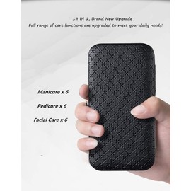 Queta 19 Piece Manicure Set, Pedicure Manicure Nail Clippers Set, Stainless Steel Nail Cutter Care Set, Nail Care, Cuticle Pusher, Nail Files, Nail Scissors, Travel Beauty Kit (19 Pieces, Black)