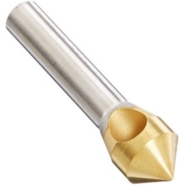 KEO 53520 Cobalt Steel Single-End Countersink, TiN Coated, 90 Degree Point Angle, Round Shank, 1/4" Shank Diameter, 5/16" Body Diameter