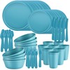 ZIVONA Plastic Dinnerware Sets – 40-Piece Blue Plates and Bowls