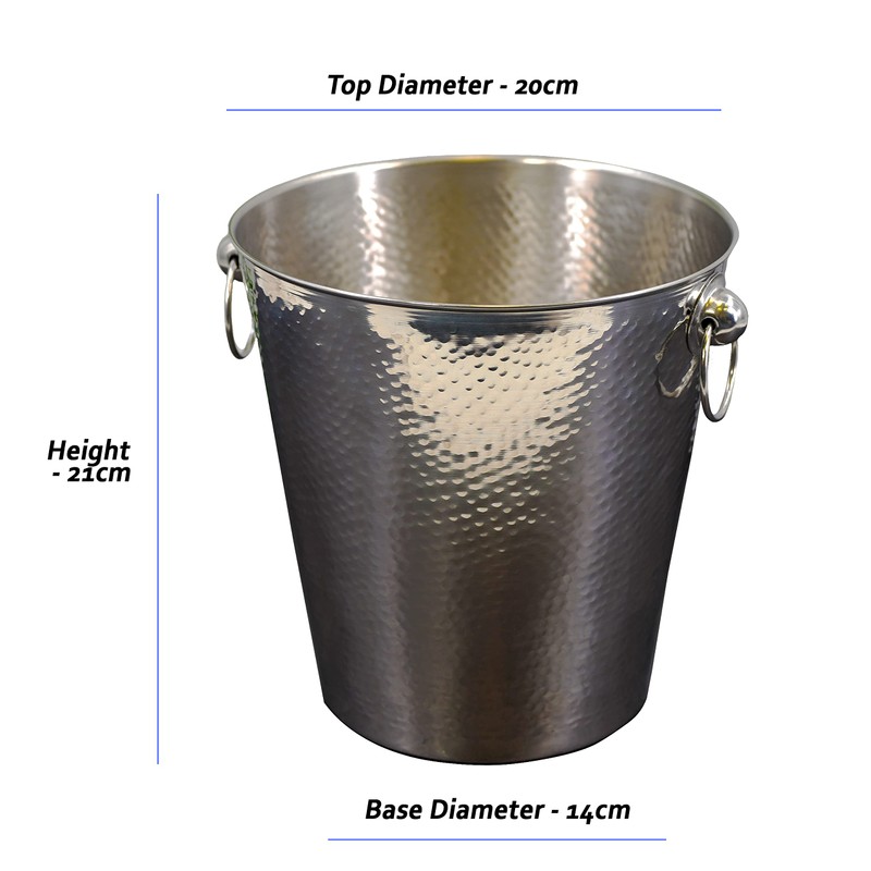 Ice Bucket Hammered Stainless Steel Drink Wine Party Chiller Champagne