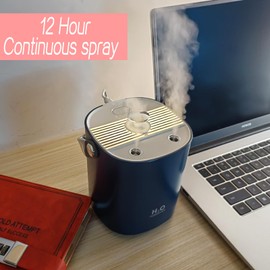 Humidifiers for bedroom,1.2L Portable Cool Mist Humidifiers Auto Shut-Off USB Desk Humidifier,with Warm Night Light and Dual Nozzle Design for Bedroom Travel Office（Blue）