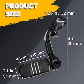 Sresk 1-1/4 in Highway Footpegs Long Angled Adjustable Highway Pegs fits 1.25'' 32mm Engine Guard for Harley Touring Street Glide Electra Glide Road King Softail CVO Dyna Sportster (Black C05)