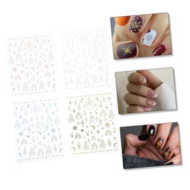 Healeved 4sets Moon Nail Art Decal Star Nail Sticker Sun Stickers for Women Girls 8sheets*4