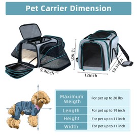 Cat Dog Carrier Airline Approved 4 Sides Expandable Cat/Dog/Pet Travel Carrier for Small Dogs/Cats/Puppy, TSA Approved Pet Carrier with Removable Fleece Pad and Pockets X-Large(4 side expandable)