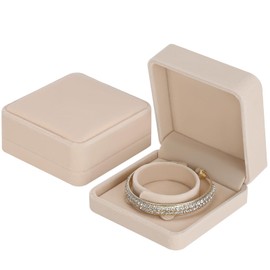 LETURE 2 Pieces Velvet Bracelet Boxes for Jewelry Gift, Classic Jewelry Box Storage Case Organizer Holder for Wedding, Engagement, Proposal, Birthday and Anniversary (Apricot)