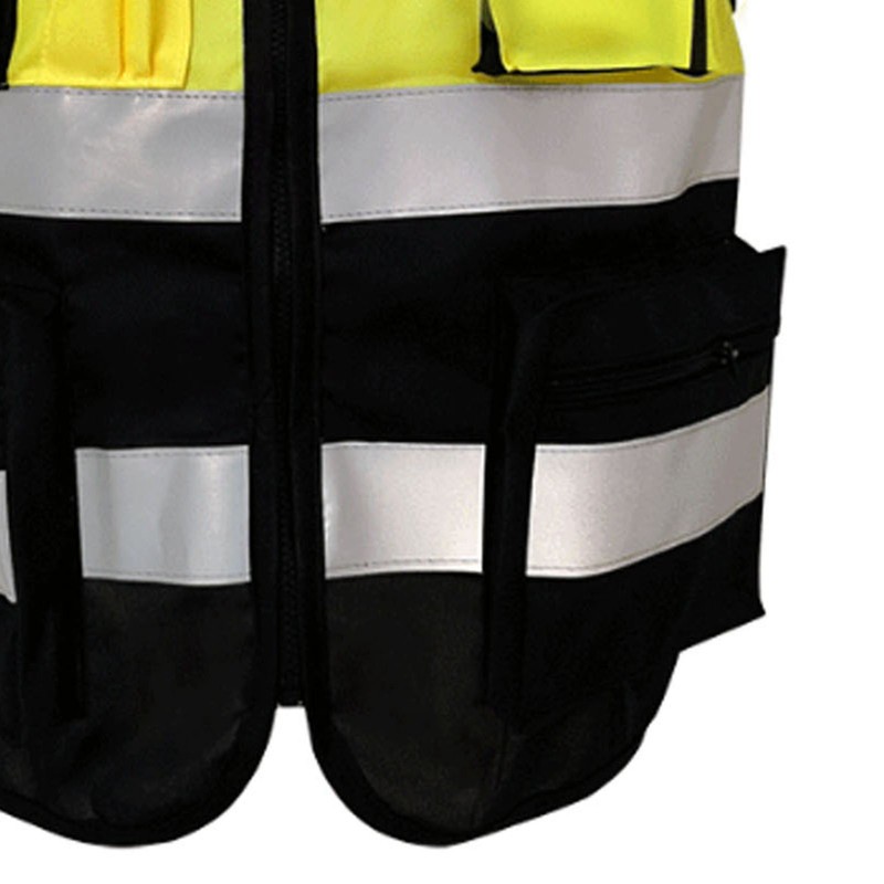 Reflective Safety Vest High Visibility Zipper Front Soft Collar Security
