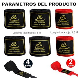 NANCHU 6 Piezas Vendas de Boxeo, Vendas para Entrenamiento de Boxeo Absorber el Sudor Antideslizante Vendajes para Las Manos de Artes Marciales para P