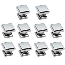 10 Pack Chrome Knobs for Kitchen Cabinet Drawers, Cupboard Door, Bedroom Dresser Drawer, Bathroom Wardrobe Hardware
