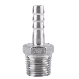 Barb Hose Connector, Stainless Steel SS304 Threaded Hose Fitting Male X Barb Hose Connector BSP 1/8 inch ~ 3/4 inch (1/2 inch x 10 mm)