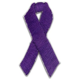 Purple Domestic Violence Awareness Ribbon Embroidered Applique Sticker - 50 Pack