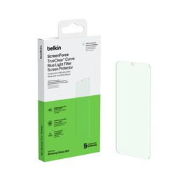 Belkin ScreenForce TrueClear Curve Blue Light Filter Screen Protector for Galaxy S24 with Edge-to-Edge Fit & Flawless Application w/Included Easy Align Tray for Bubble Free Application