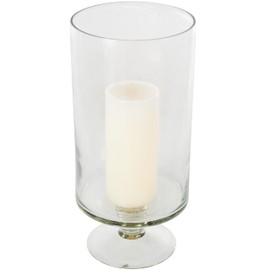Deco 79 Glass Candle Holder with Elevated Base, 6" x 6" x 12.7", Clear