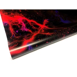 Red Lightning Strike Graphic Vinyl Car Wrap Film Sheet + Free Cutter & Squeegee ( Except Sample Size ) (6FT x 5FT / 72" x 60")