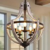 DORESshop 17" Modern Grey Wood Farmhouse Chandelier, 5-Light Adjustable Height