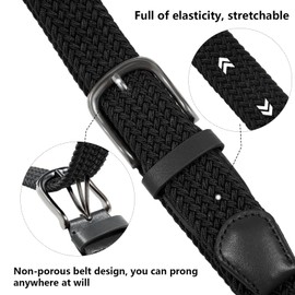 Monopa Boys Elastic Braided Belt - Pin Buckle Stretch Golf Baseball Belt for Boys and Girls Aged 4-12 Years (Black,82cm)