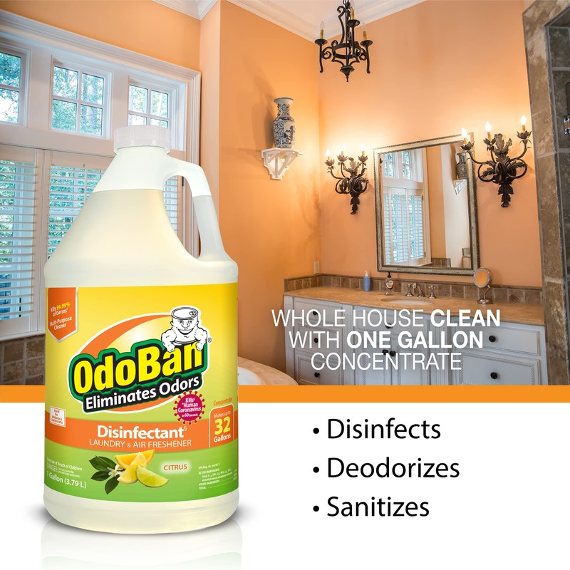 OdoBan Disinfectant Concentrate and Odor Eliminator, 1 Gallon, Citrus Scent