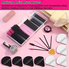 shynek Accesorios de Maquillaje Desechables con Aplicadores de Esponjas Triangulares, Varitas de Rímel y Aplicadores de Labios Desechables, Pinceles Delineadores de Ojos