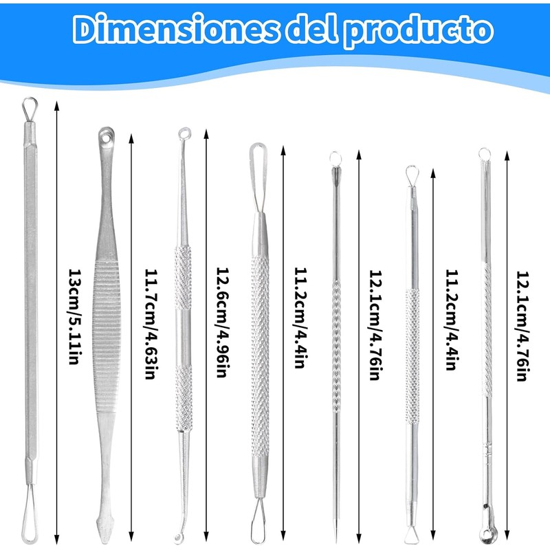 Nivofu 7Pcs Blackhead Remover Kit, Herramientas de Eliminación de Puntos