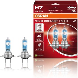Osram Night Breaker Laser H7 – High-Performance Halogen Headlights, 150% More Brightness, 12V, Duo Pack