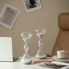 Hourglass Timer Table Decor- 60 Minutes Sand Timer Set of 2 - Productivity and Time Management Tool - 1 Hour Tri-Layer Sandglass for Home Decoration