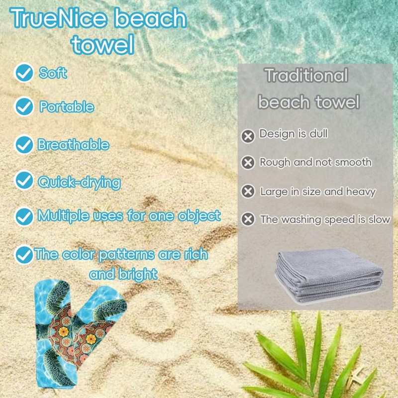 Turtle Beach Towel Soft Microfiber Large Boho Towel for Adults