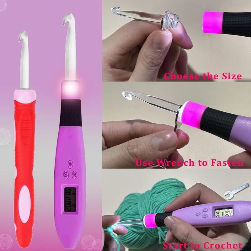 17 Size Counting Crochet Hooks Set, Light Up Crochet Hooks