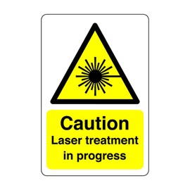 Safety First Display LTD Caution laser treatment sign - 1.2mm Rigid plastic for indoor/outdoor usage (200mm x 150mm) Viewing Distance within 5m.