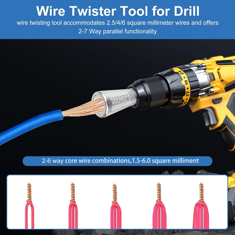 2PCS Wire Twisting Tools, Wire Twister Tool for Drill, 6MM