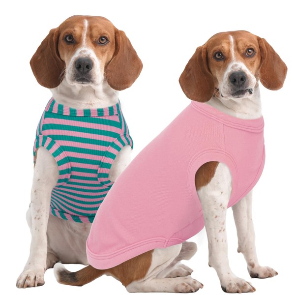 IECOii 2 Pack Dog T-Shirts,Stretchy & Comfortable Pet Summer Tank