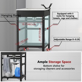 Ajikgn 19.69"(L)×15.75"(W)×32.09"(H) Free Standing Utility Sink, Laundry Sink with Storage Shelve and Adjustable Feet(0~0.39"), Soap & Water Pipe Holder for Laundry Room, Garage, Basement