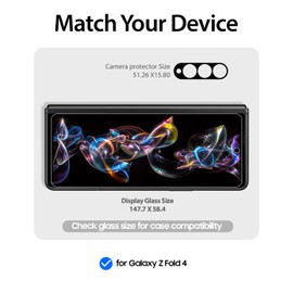 Whitestone 2PACK EZ GLASS Screen Protector for Galaxy Z Fold 4 2022, Full Coverage Tempered Glass Shield [Easy Install] Camera Protector 1pack included - Two Pack